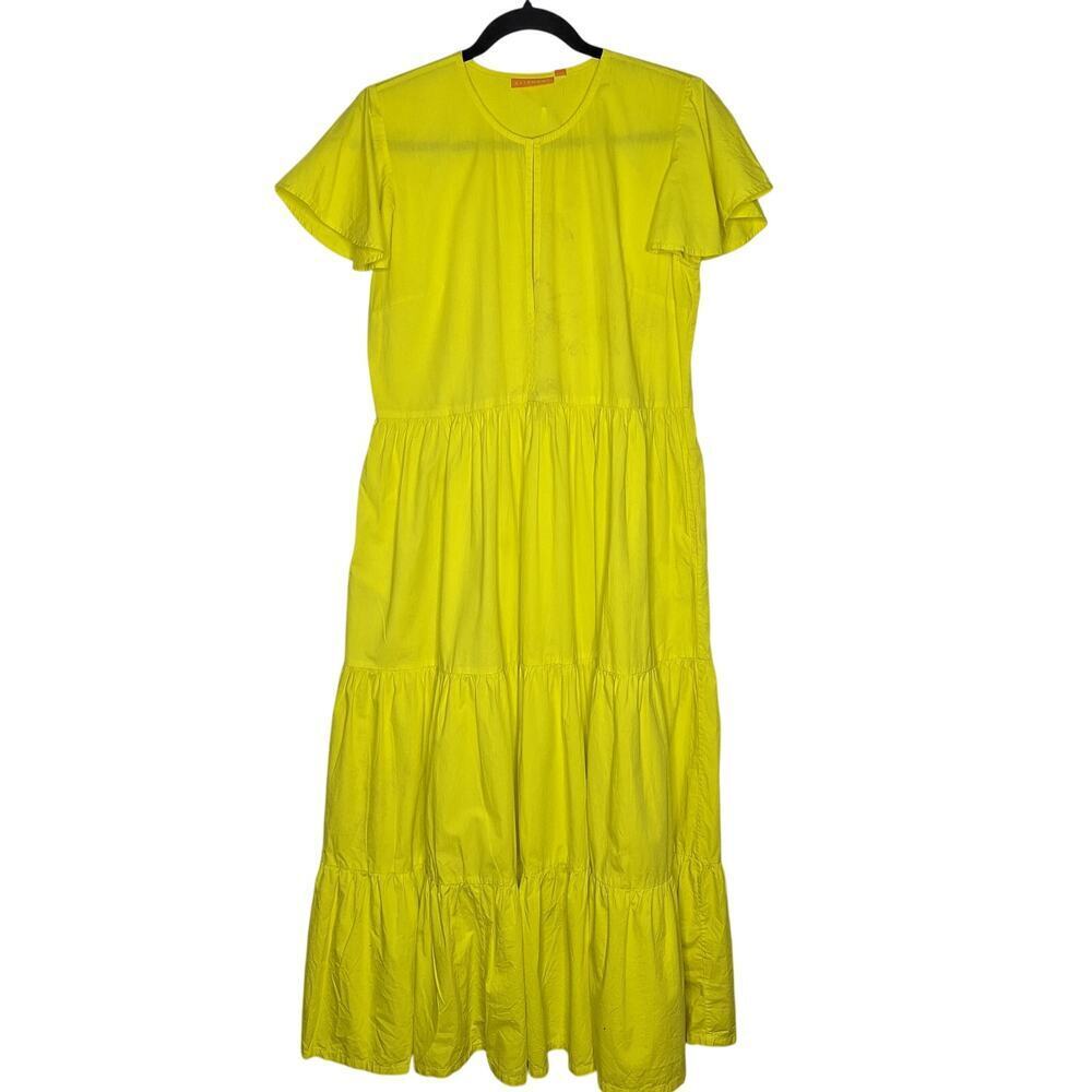 Oliphant Tiered Maxi Dress Small Cottagecore Prairie Short Sleeve Flutter Bright